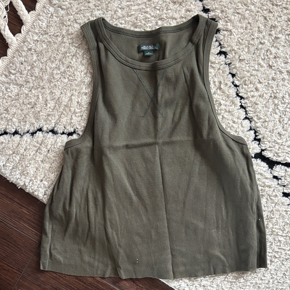wild fable Olive Green Ribbed Tank Top